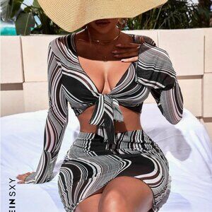 Two Piece Mesh Long Sleeve Set